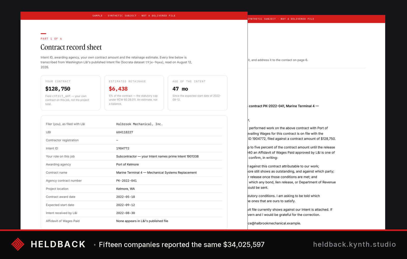 Contract record sheet with payment value, vendor details, and compliance references, Completed form displaying contract amount ($128,750), parties, dates, and regulatory information clearly.
