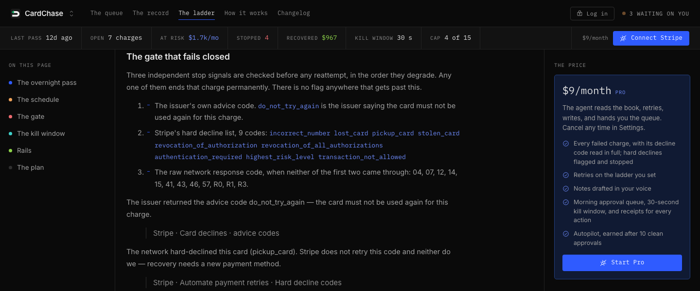 CardChase, The ladder: The issuer's own advice code. do_not_try_again is the issuer saying the card must not be used again for this charge. Str